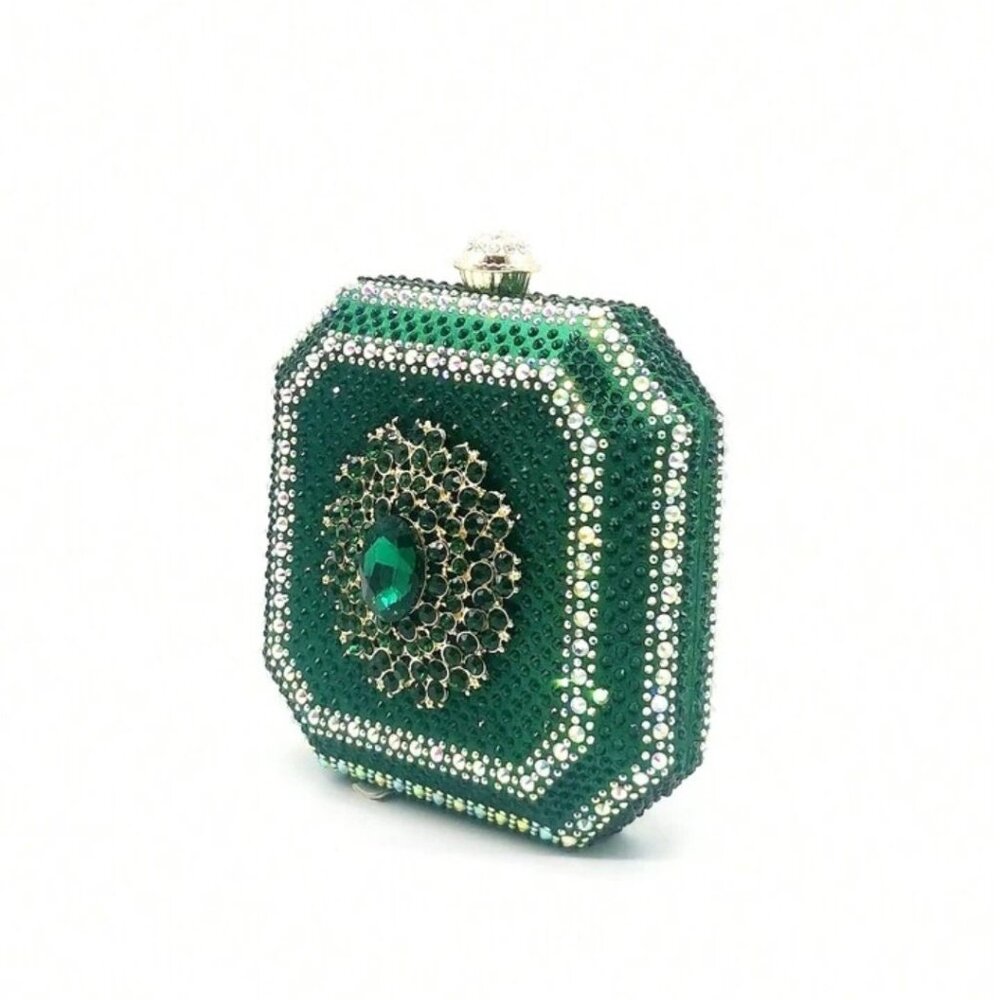Emerald Green Rhinestone Handbag - Picture 3 of 9